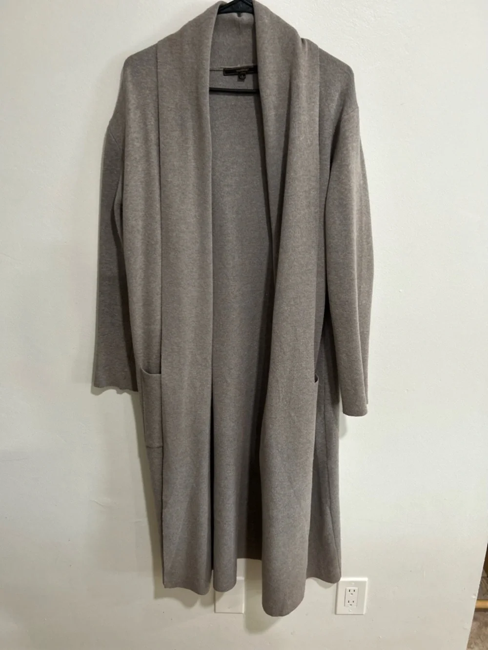 MaxSport Long Cardigan Duster Brown Open Front Knit Lightweight Cozy Size Large - Picture 1 of 5